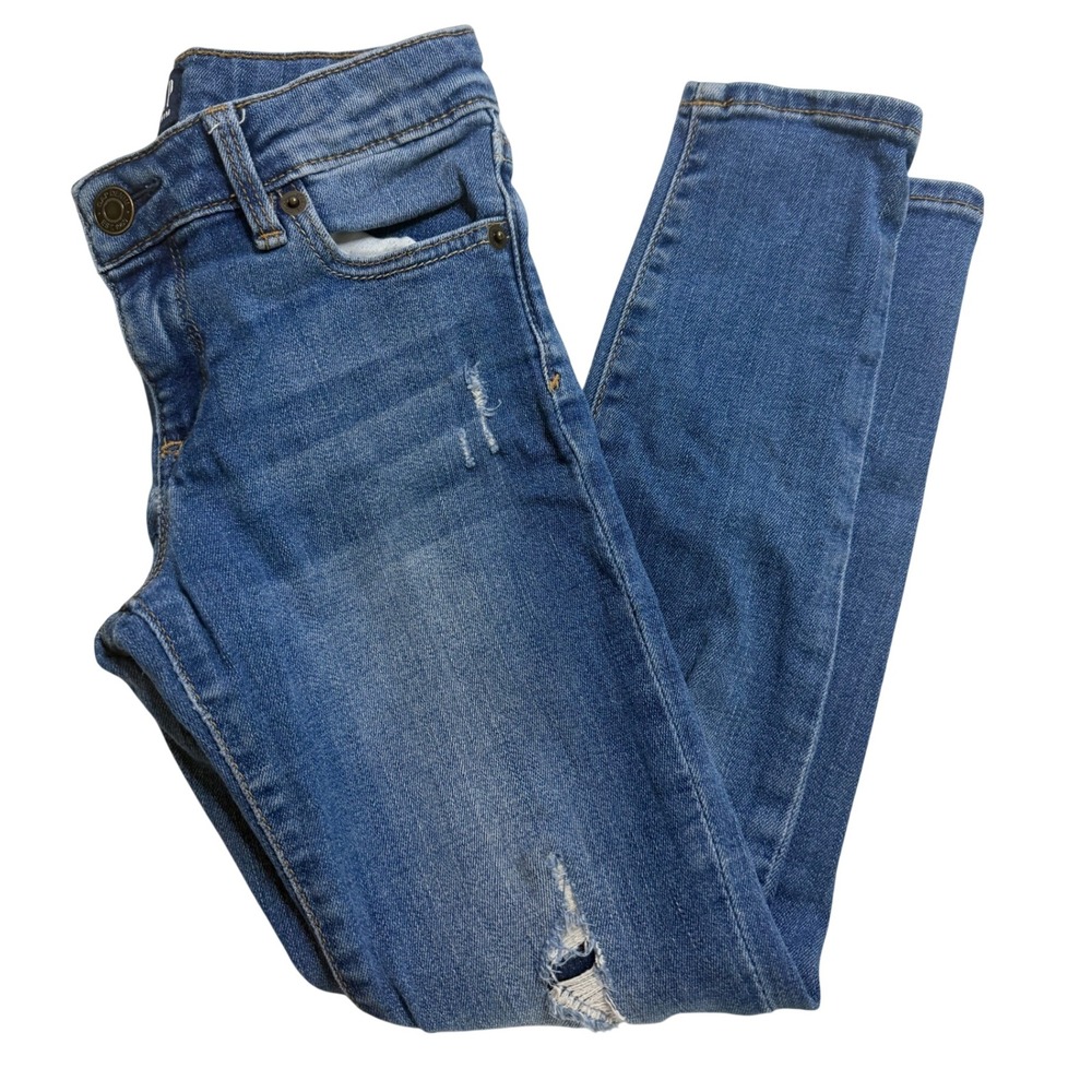 Gap Kids Girls Stretch Super Skinny Distressed Jeans Medium Wash Size 7 Regular
